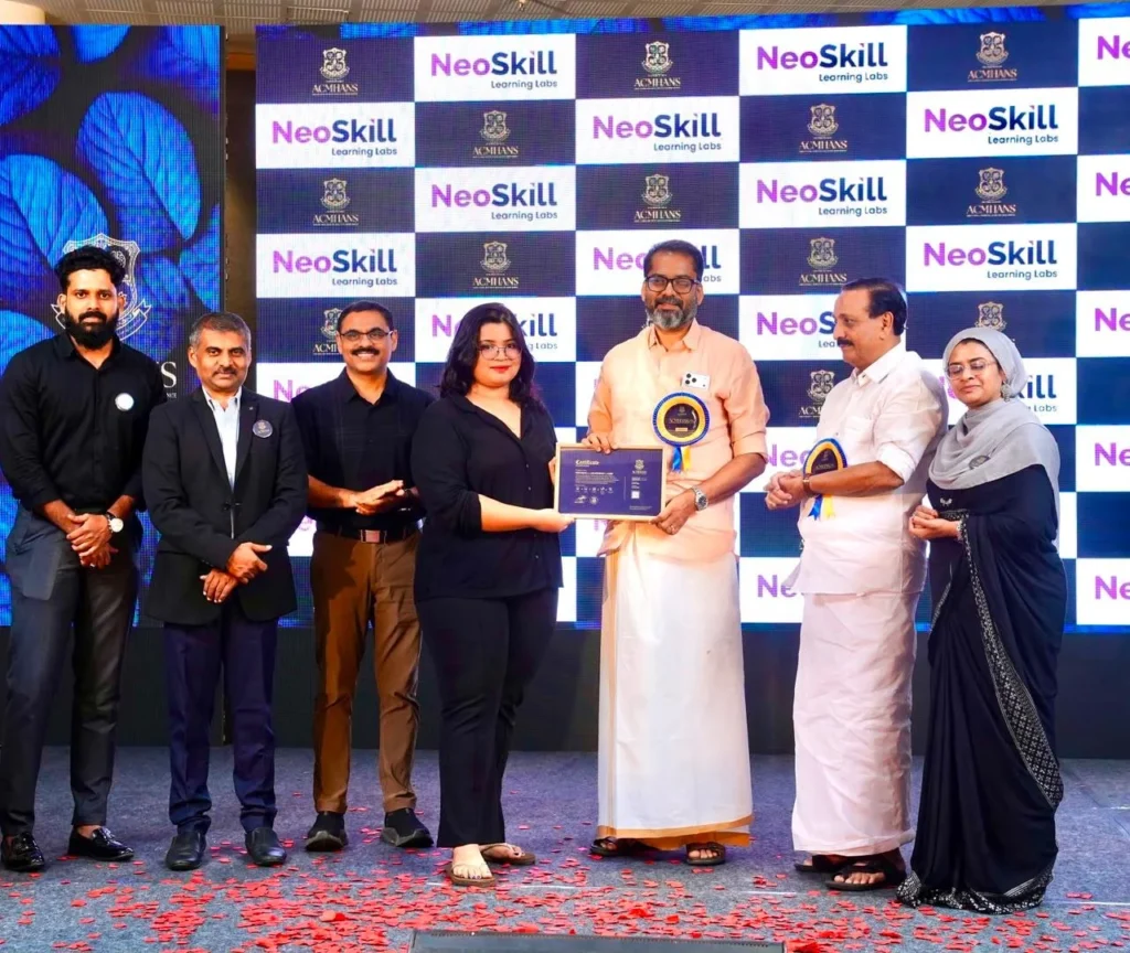 NeoSkill Learning Labs team receiving the certificate of affiliation from the Asian Council for Mental Health and Neurosciences (ACMHANS)